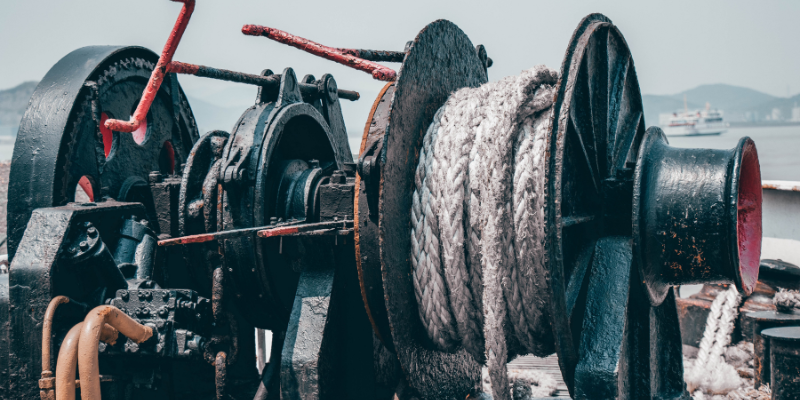 Winch in use outdoors